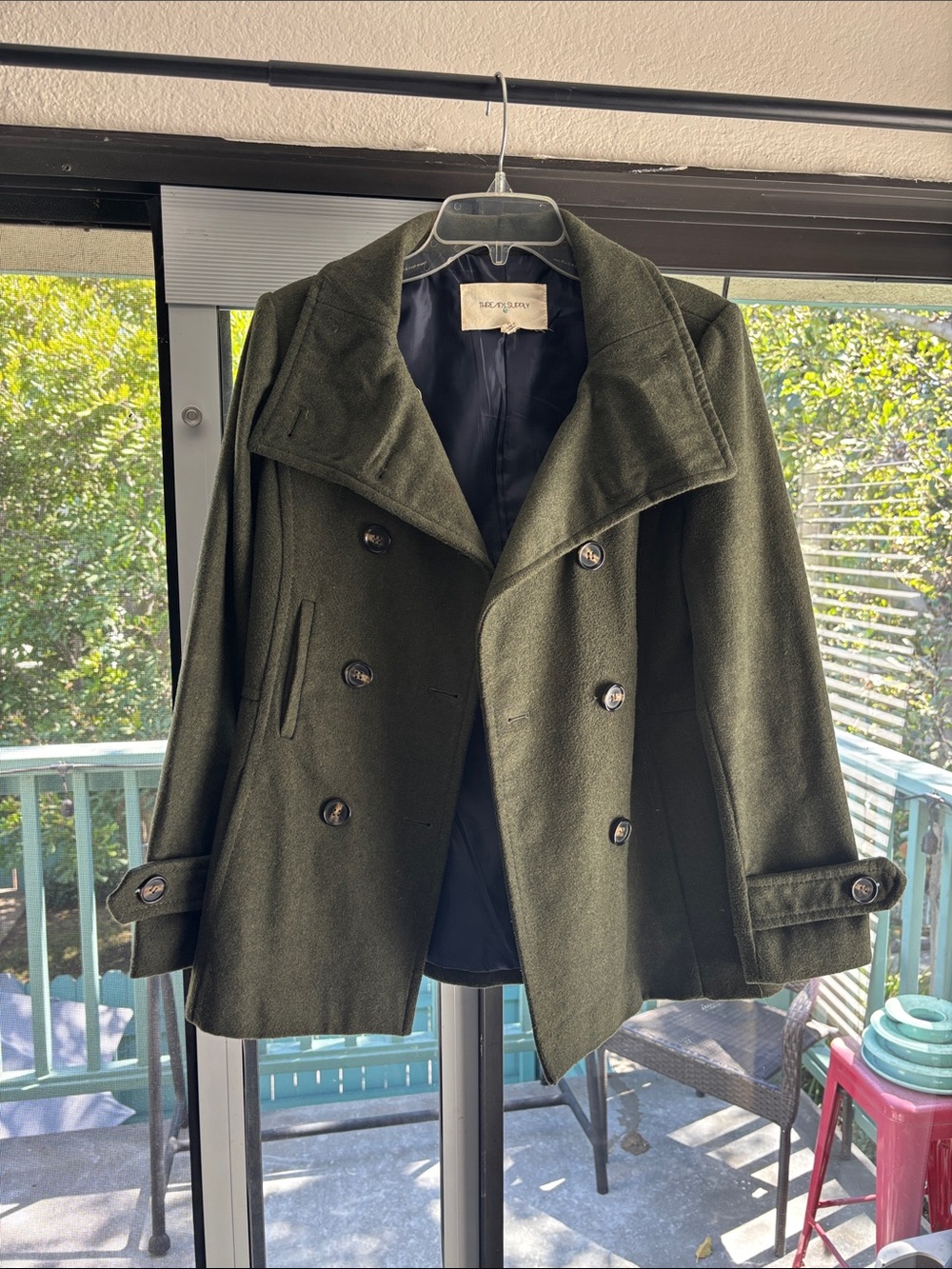 Thread & Supply Navy Lined Jacket with Cream Label